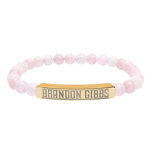 Load image into Gallery viewer, Brandon Gibbs Natural Stone Engraved Bar Bracelet — Beaded Stretch Bracelet