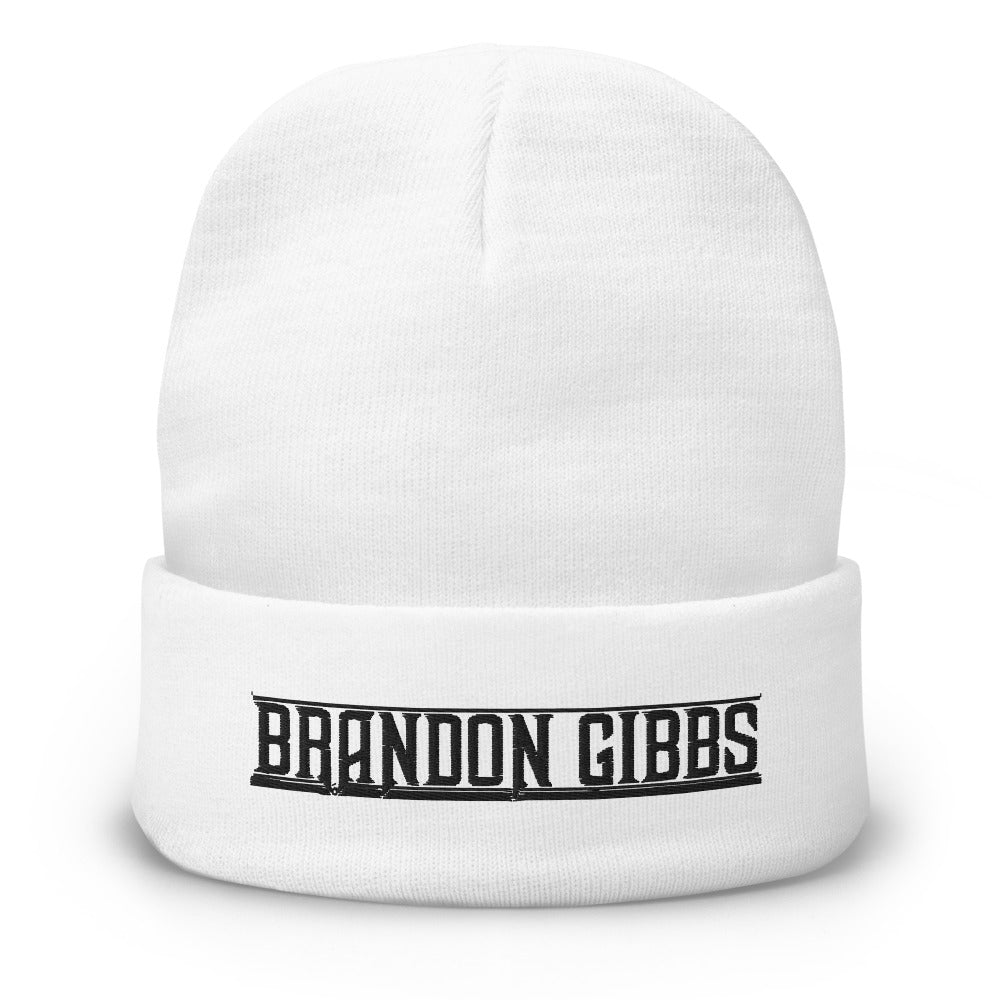 White Brandon Gibbs Embroidered Beanie