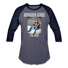 Load image into Gallery viewer, &quot;The Ride&quot; Exclusive Baseball T-Shirt - heather blue/navy
