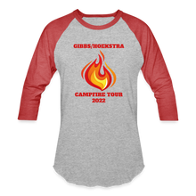 Load image into Gallery viewer, Gibbs/Hoekstra Campfire Baseball T-Shirt - heather gray/red
